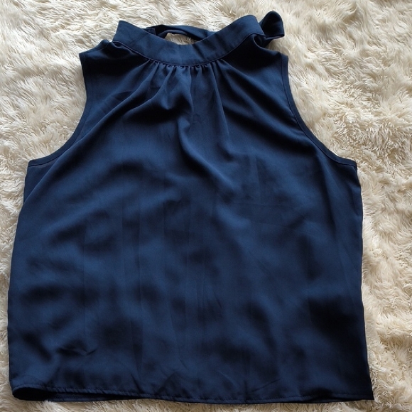 Elegant Navy Sleeveless Top - Picture 3 of 8